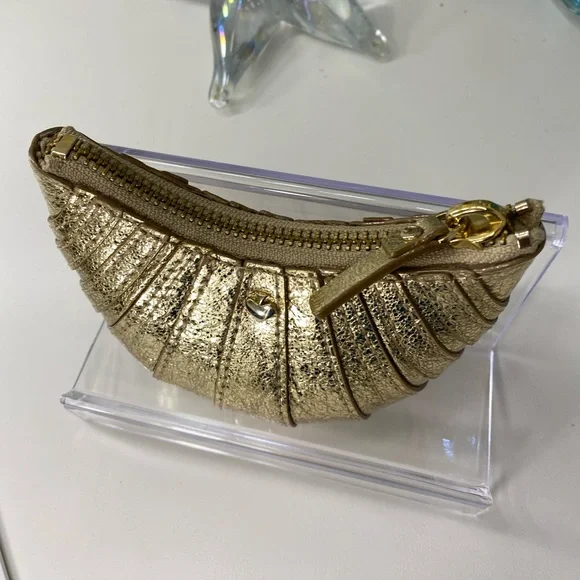 Kate spade Croissant Storybook Gold Pleated Coin Pouch - Picture 2 of 8